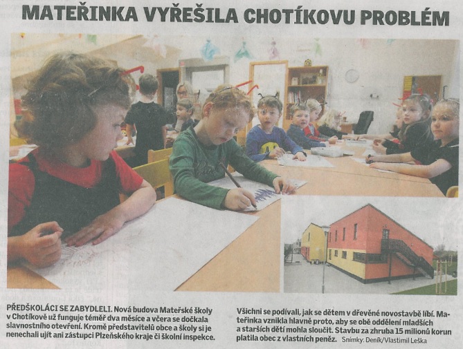 141127 Plzeňský deník Mateřinka vyřešila Chotíkovu problém