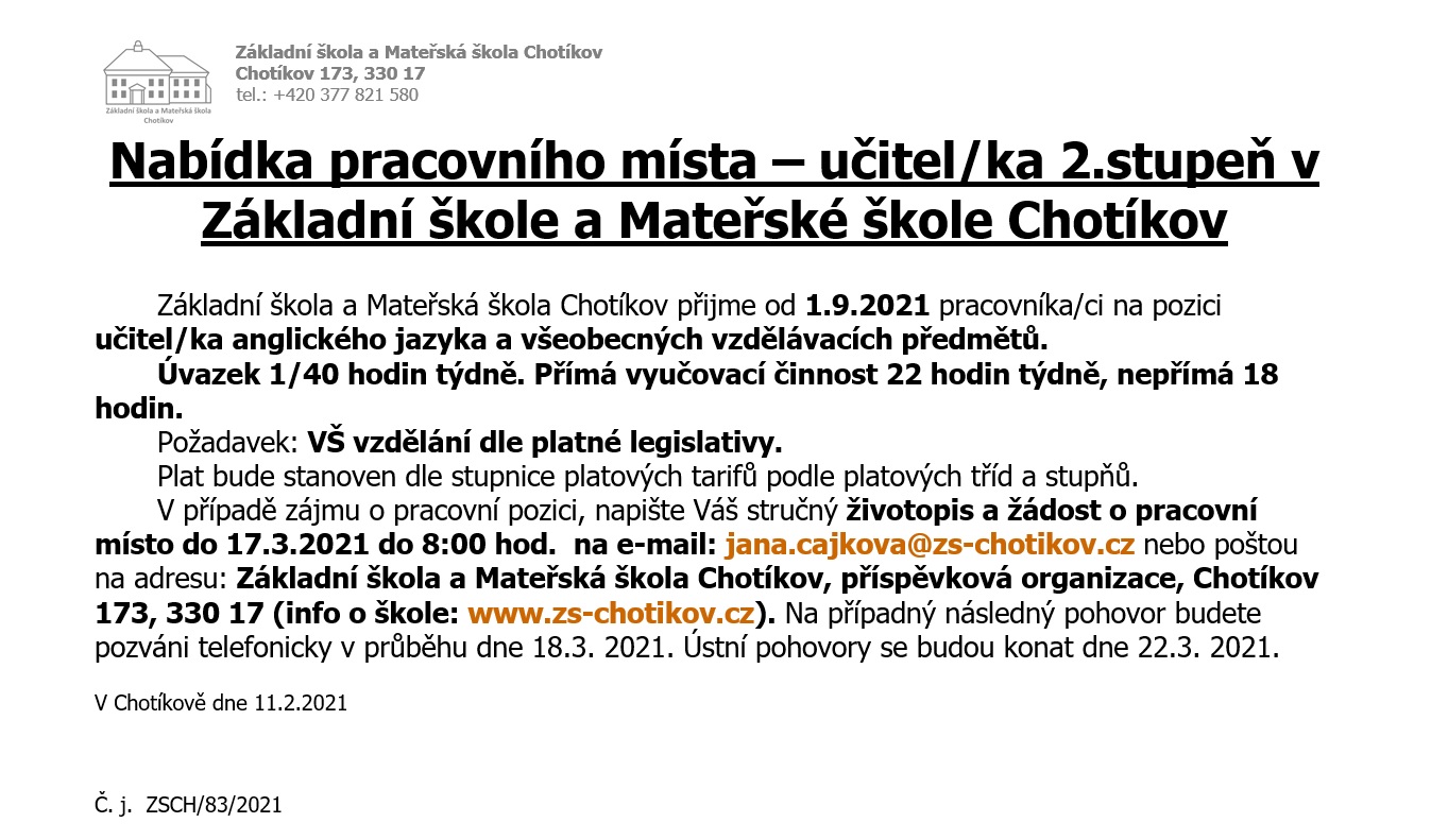 2021 Učitel nabídka