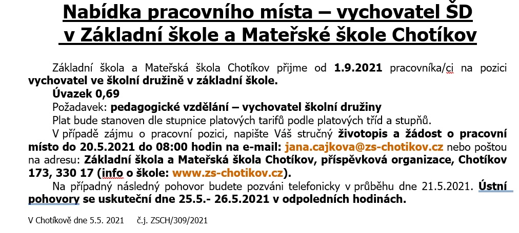 Nabídka vychovatel 2021